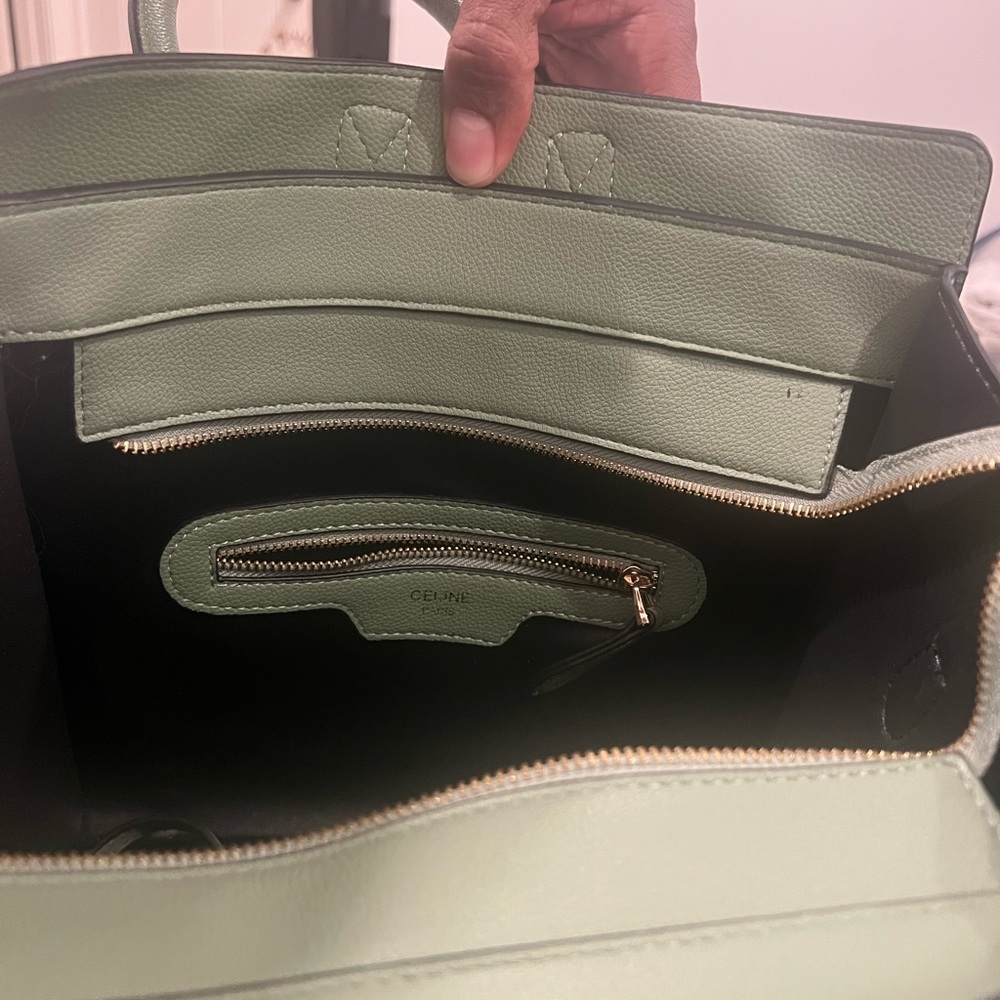 Celine Green Tote Bag Elegant Leather Design